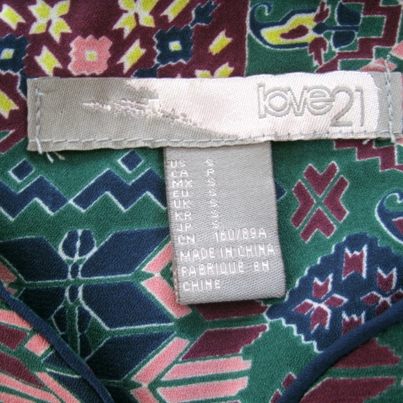 Forever 21 Dress Tribal Aztec Green Flutter Sleeves Elastic Waist Small - Picture 2 of 8